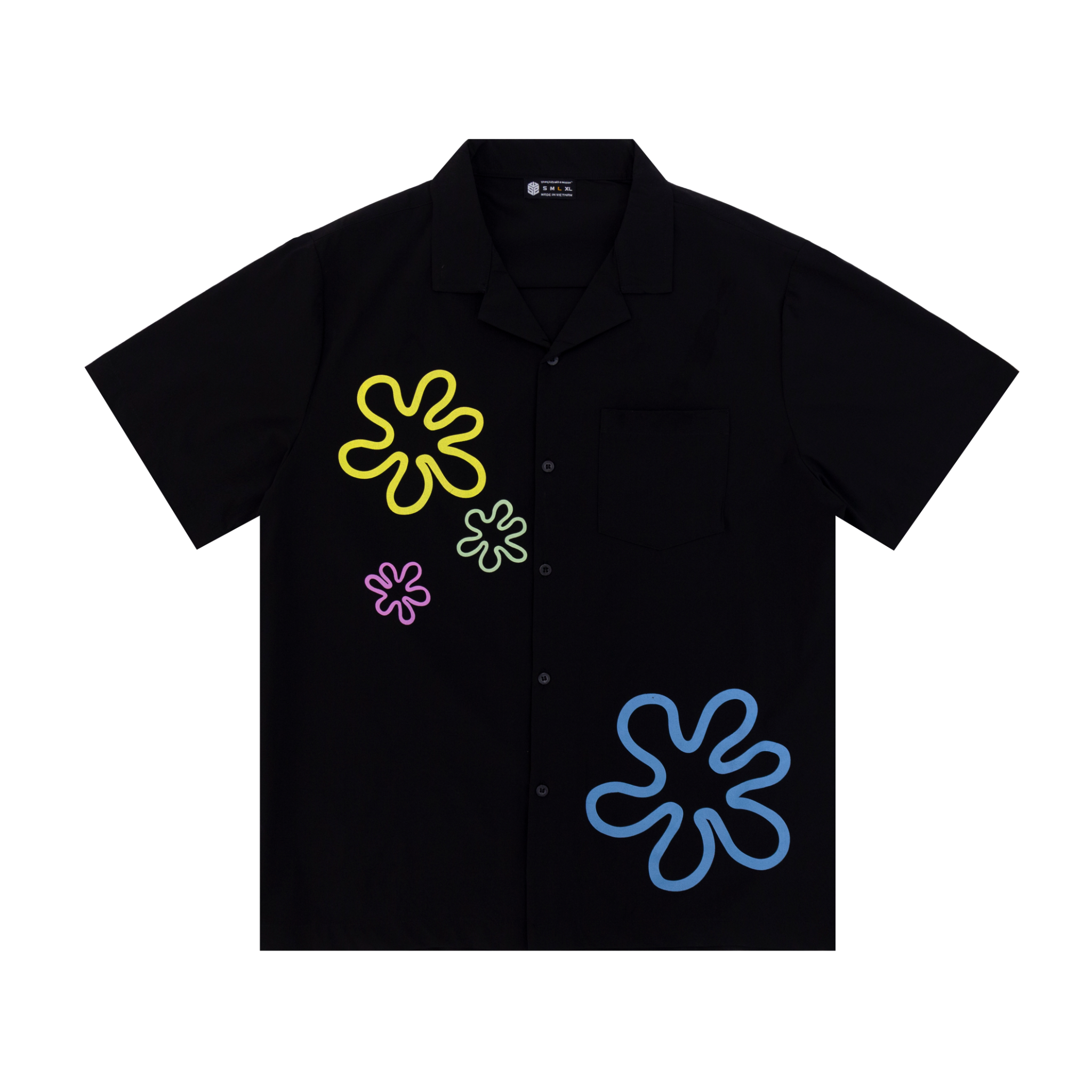 Áo sơ mi nam swe flowers button ups - black chính hãng năng động