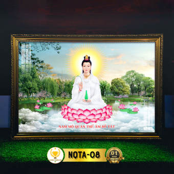 Tranh Phật Quan Âm Có Đèn CHÂN THIỆN MỸ, Treo Tường Trang Trí Bàn Thờ, Phòng Thờ NQTA-08