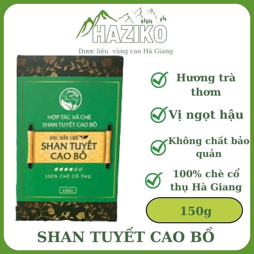 Chè shan tuyết Cao Bồ - Đặc sản chè Hà Giang hộp 150g thượng hạng phòng ngừa ung thư tỉnh táo làm việc thanh nhiệt ngọt hậu đậm nước làm quà biếu tặng bạn bè