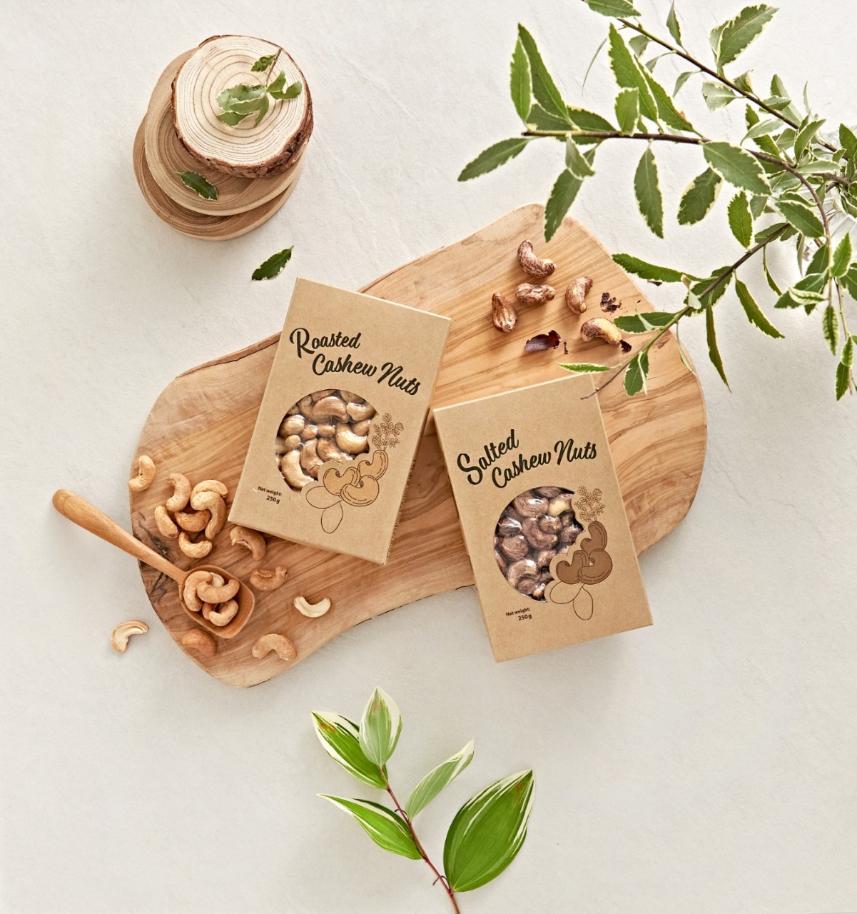 COMBO- Hạt điều Nướng + hạt điều rang muối Bình Phước thương hiệu Big tree World 250g/ Roasted cashew nuts+ Salted cashew nuts