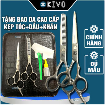 COMBO 2 Kéo Cắt Tóc Chuyên Nghiệp Cao Cấp CHÍNH HÃNG PLO FEEL - Kéo Tỉa Tóc 2 Răng Cao Cấp - Kéo Cắt Tóc Cho Nam, Nữ, Cho Bé Kivo