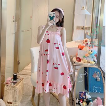 váy ngủ hai dây, đầm ngủ thun mềm mịn, không nhăn, đầm bầu chân váy xếp ly