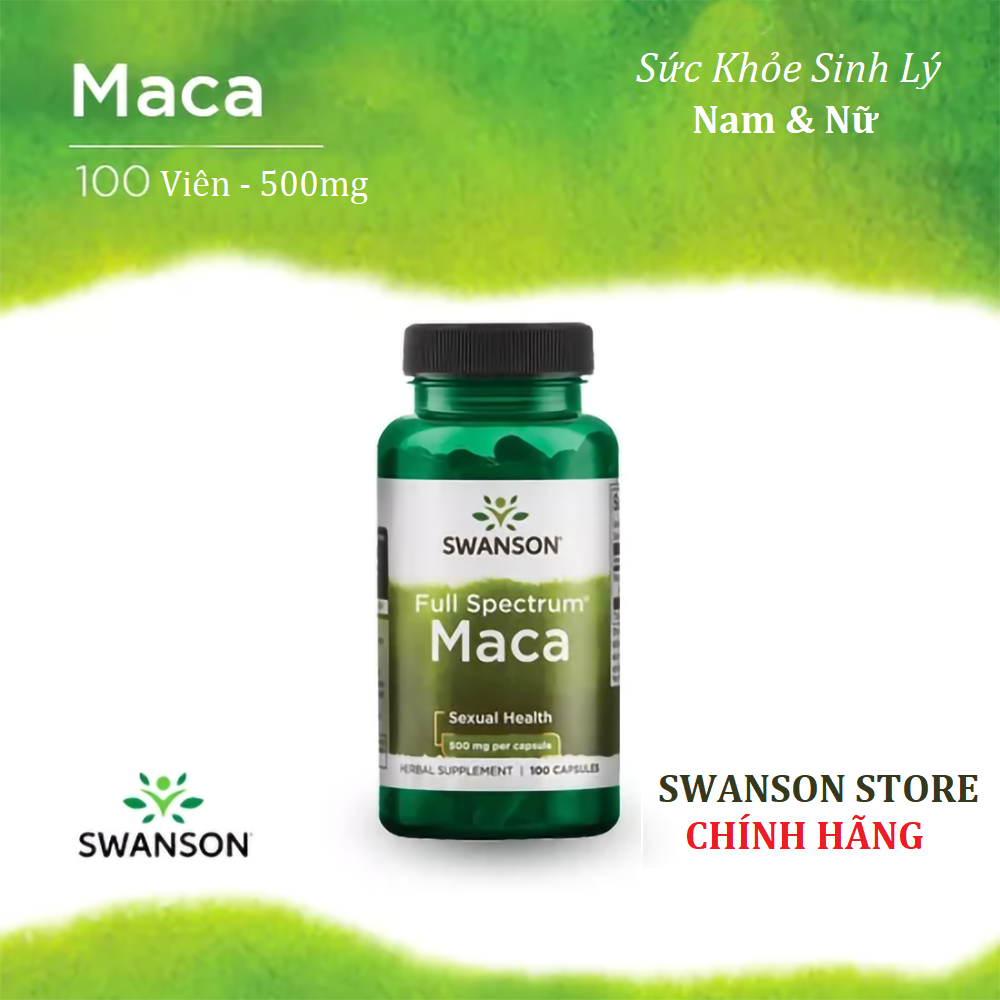 Tăng cường sinh lý nam nữ Swanson Maca 500mg 100 Viên
