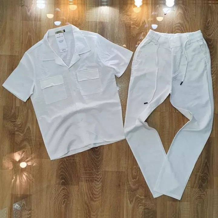 Bộ Quần Áo Đũi Nam Dài Cổ bẻ chất vải đũi thái loại dày 1 màu Chất Cực Mát