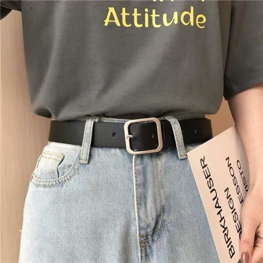 ❁☫◙  Dây lưng nam nữ unisex Simsimshop mặt vuông dây nịt thắt lưng nữ nam bản to da đẹp học sinh viên đục sẵn lỗ nhỏ