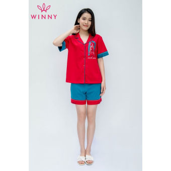 WINNY - Bộ đồ cotton cộc tay quần đùi mặc nhà họa tiết graphic 1MNCT22241C