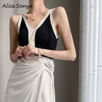 Alisa. Sonya Women's Summer Cotton Top Vest Temperament Design Sense Hanging Sexy Inside Vest