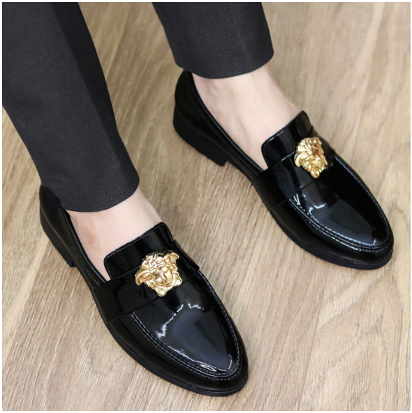 GIÀY LƯỜI NAM CAO CẤP CÓ ĐAI GC SANG TRỌNG-ĐẾ CAO SU BỀN BỈ CAO 3M-MÃ G020 MÀU ĐEN DA BÓNG