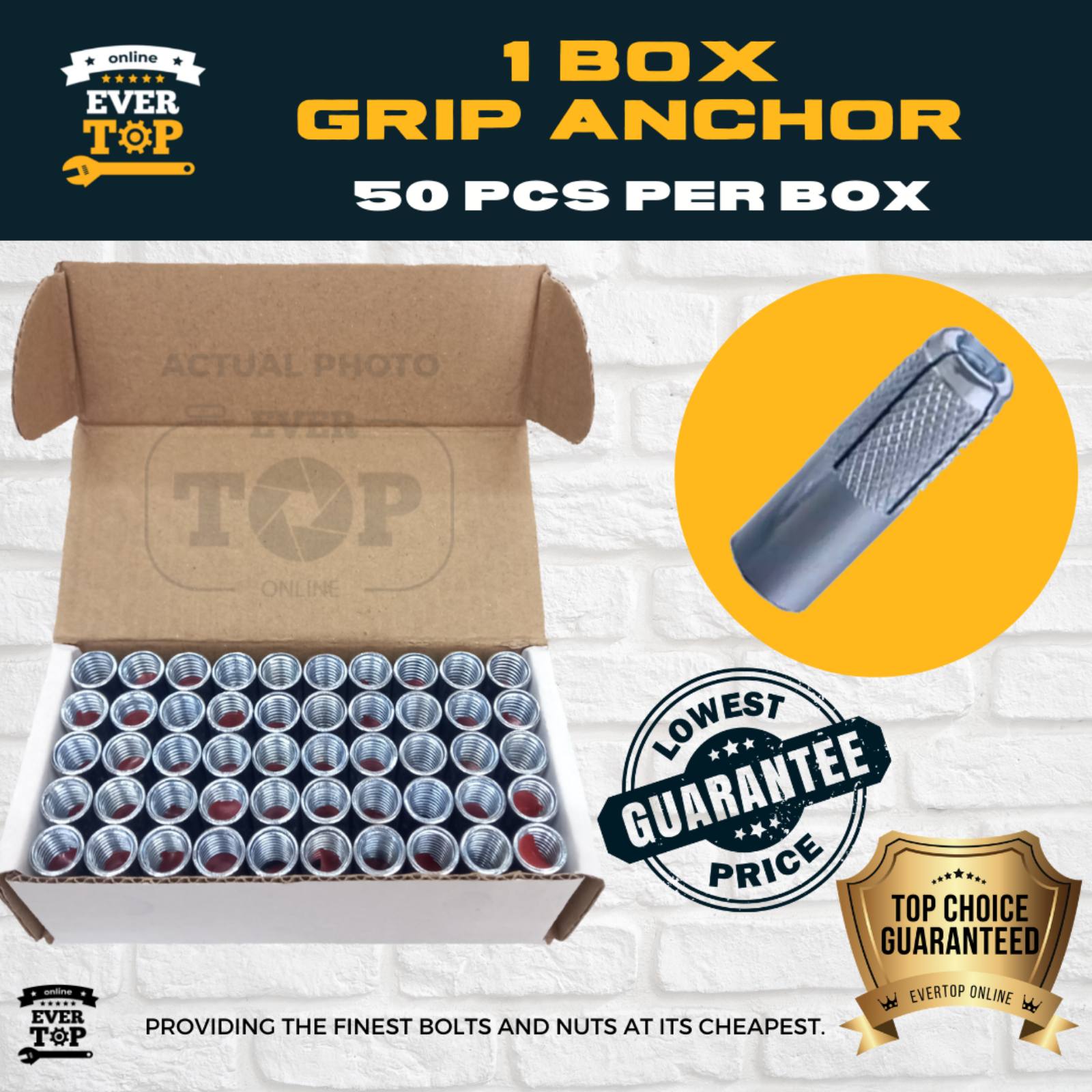 Grip Anchor 3/8 | 1/2 | Sold Per Box | EverTop Online