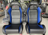 เบาะแต่งรถยนต์ เบาะ Recaro เบาะเรคาโร่ หนังดำคลิบข้างฟ้า ฟรีขา-รางทั่วไป แปลงใส่ได้ทุกรุ่น มีของพร้อมส่ง