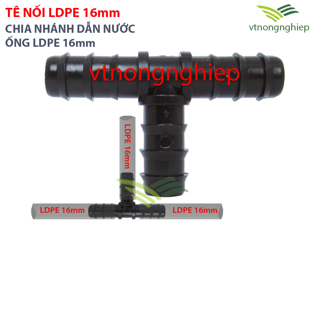 Tê chia ống ldpe 16mm, 20mm, 25mm, tê chia nhánh ống ldpe dùng trong hệ thống tưới cây tự động, tưới nhỏ giọt, tưới phun sương