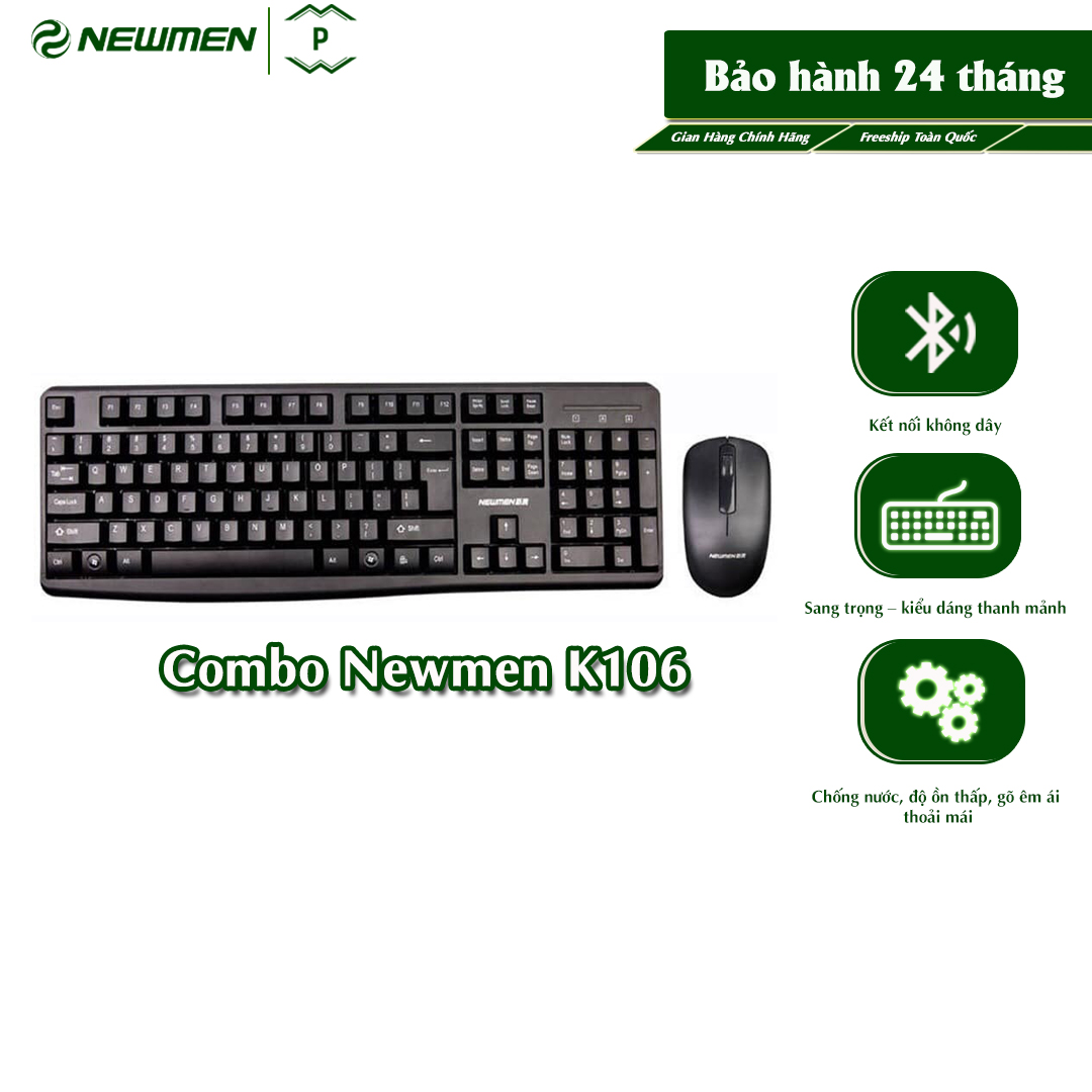 Bộ bàn phím chuột máy tính không dây newmen k106 - hàng chính hãng