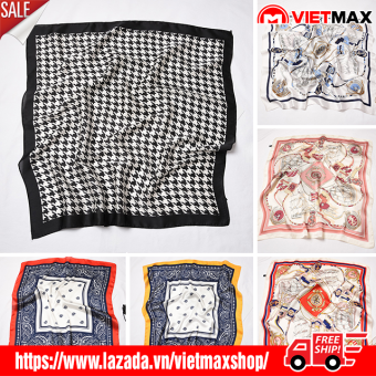 Khăn Lụa Satin Họa Tiết Đa Năng - Khăn Turban Quàng Cổ, Buộc Tóc, Làm Áo Yếm, Đội Đầu Thời Trang