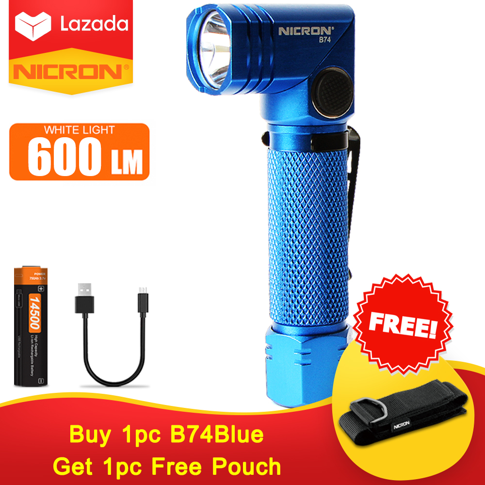 Đèn pin NICRON B74 (Đen, Xanh lam, Đỏ) Đèn pin bỏ túi 90 độ Lumens 700 Lumens có thể sạc lại IP65 Chống nước 5 chế độ để cắm trại Đi bộ đường dài ngoài trời Sửa chữa ô tô