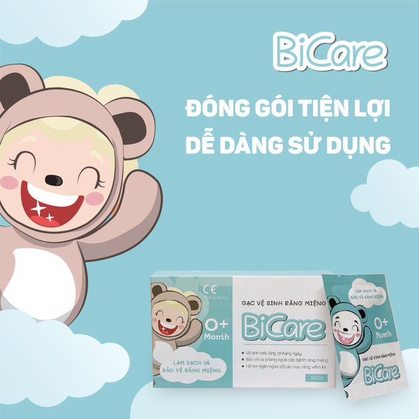 Gạc vệ sinh răng miệng Bicare / Rơ lưỡi Bicare cho bé (30 gói):5109