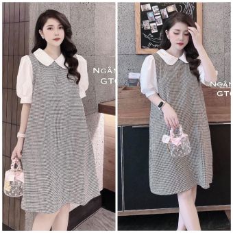 Đầm bầu công sở bigsize tay phồng⚡Thời trang bigsize - thời trang bầu⚡ đầm bầu váy bầu đẹp