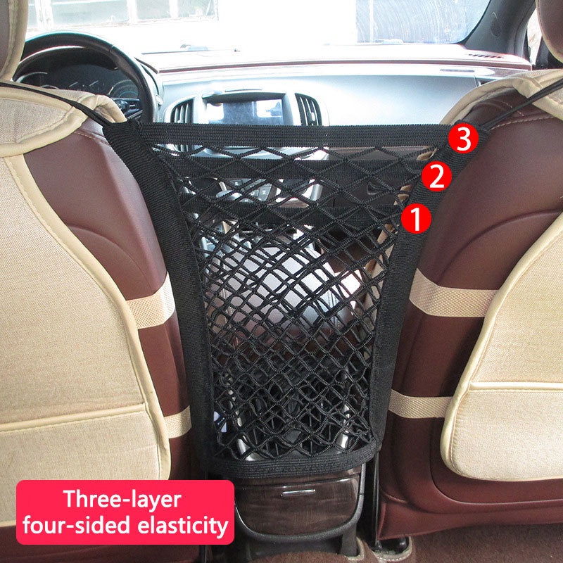 JINYER 2 Pack Car mesh storage Car Boot Storage Nets Campervan storage solutions Adhesive Mesh Cargo for Net Car Back Rear Trunk Seat Mesh Net for Car/Truck/Trunk 