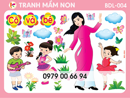 Tranh decal mầm non- bé yêu đến lớp 004