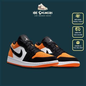 Giày thể thao nam nữ Jordan cổ thấp - Giày Jordan JD1 thấp cổ màu cam đen nam nữ chuẩn SC cao cấp Full Box