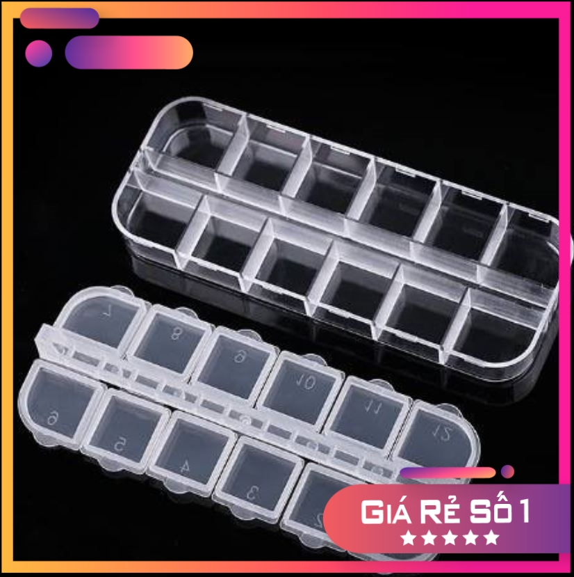 Khay nhựa đựng phụ kiện nail 12 ô - sugar nails