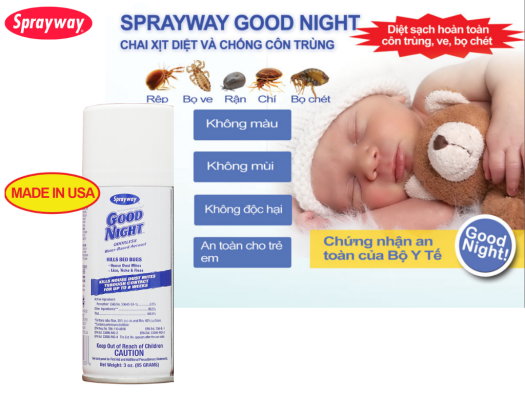 Chai Xịt Diệt Côn Trùng Bọ Chét Chấy Rận Sprayway Goodnight 003 85g