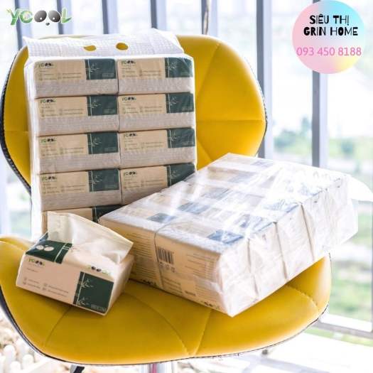 THÙNG 30 GÓI GIẤY ĂN GẤU TRÚC YCOOL KHĂN GIẤY TRE GÓI 300 TỜ 4 LỚP SIÊU DAI, SIÊU MỀM