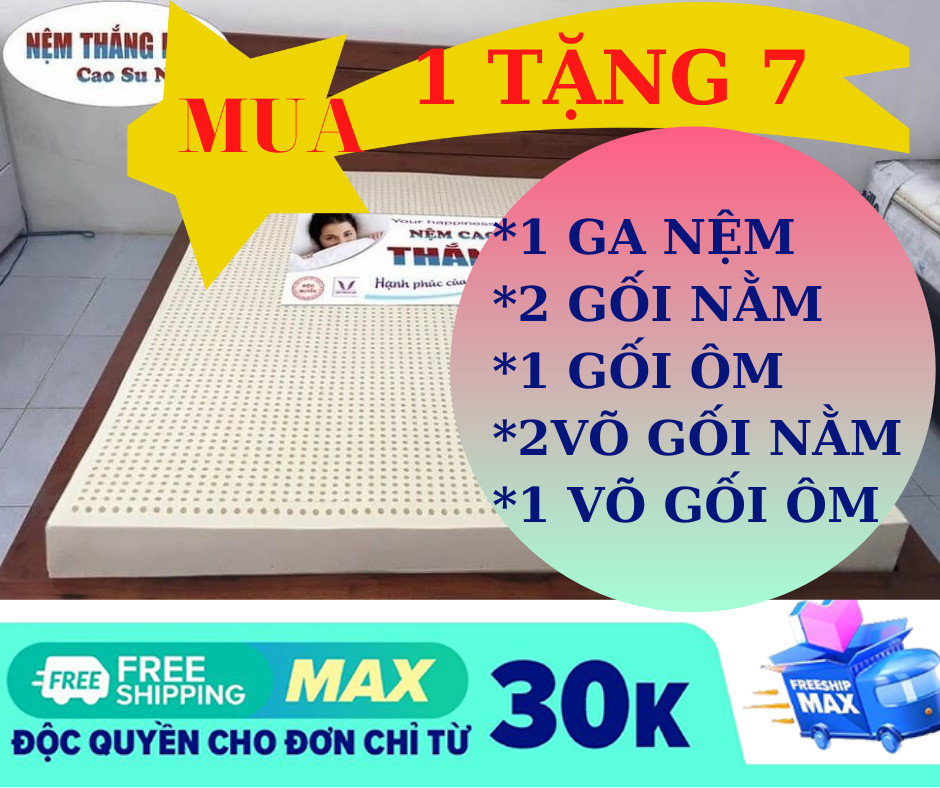 NỆM [QUÀ TẶNG 7 MÓN ] ĐỦ KÍCH THƯỚC  CAO  10 CM Cao Su Non THẮNG LỢI Chính Hãng Hàng- BẢO HÀNH 15 NĂM