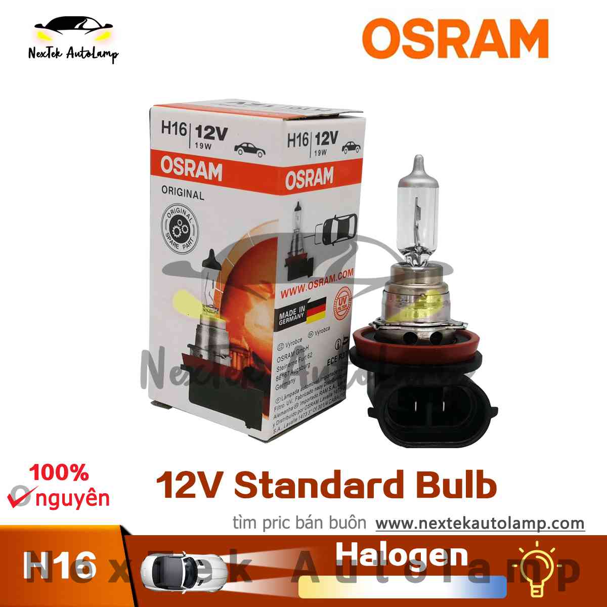 Osram h16 12v 19w 64219 pgj19-3 3200k bóng đèn pha ban đầu bóng đèn halogen tự động chất lượng oem