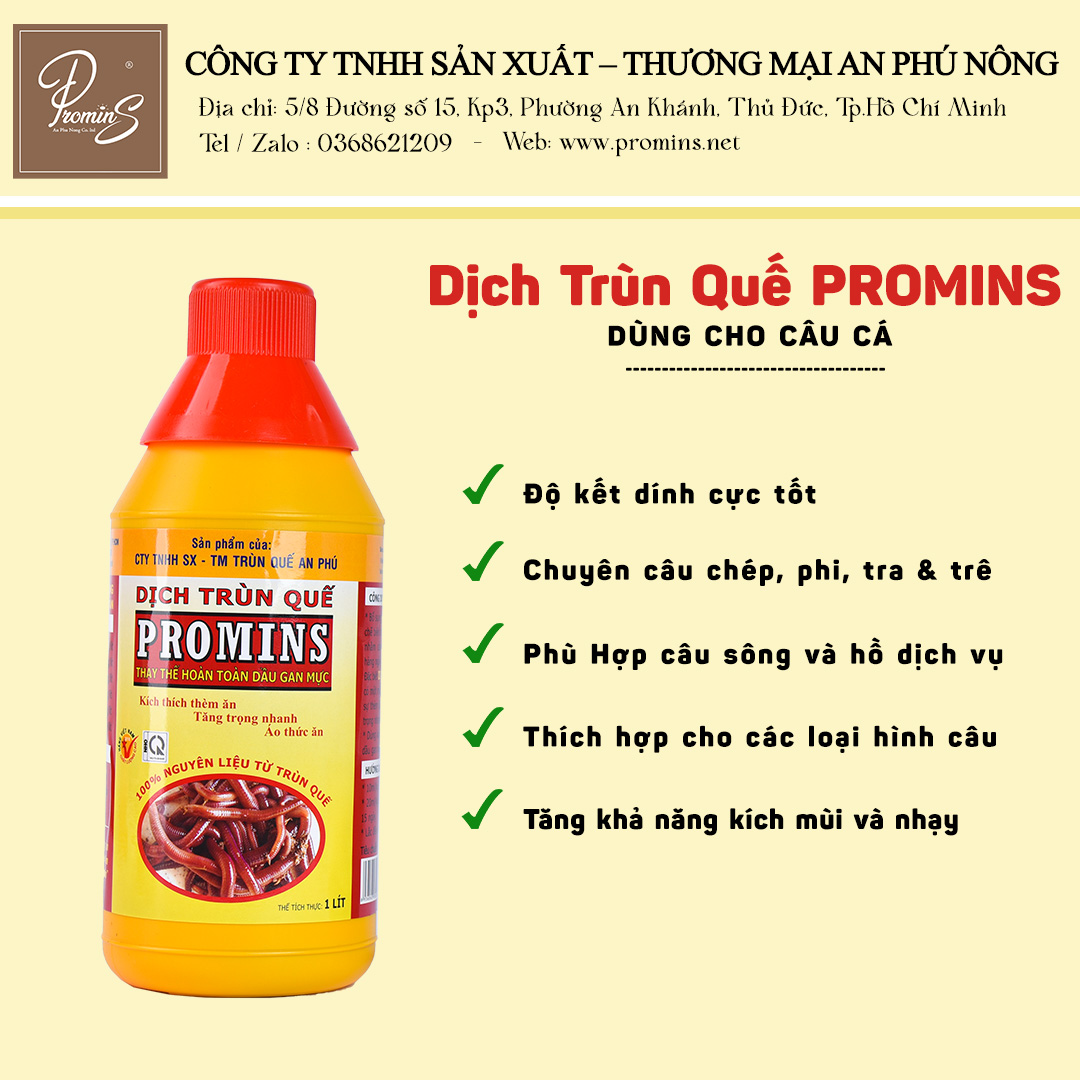 Dịch trùn quế làm mồi câu cá chai 1 Lit