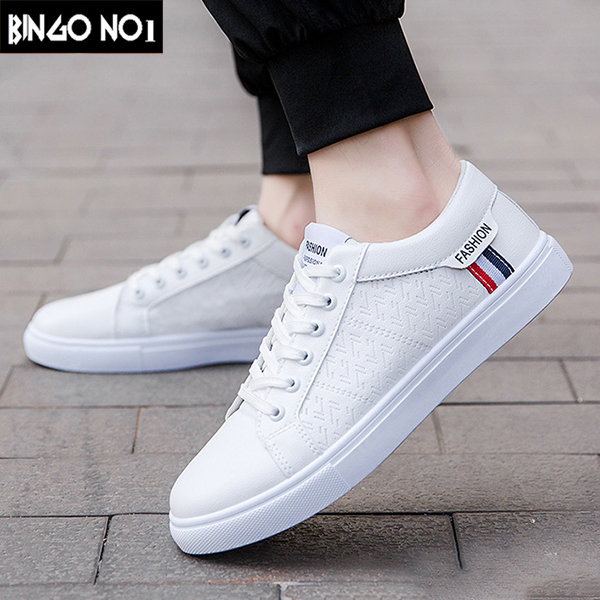 Giày nam thể thao sneaker BINGO trắng đẹp cổ cao cho học sinh đi học đi làm cao cấp Mã GLD-1