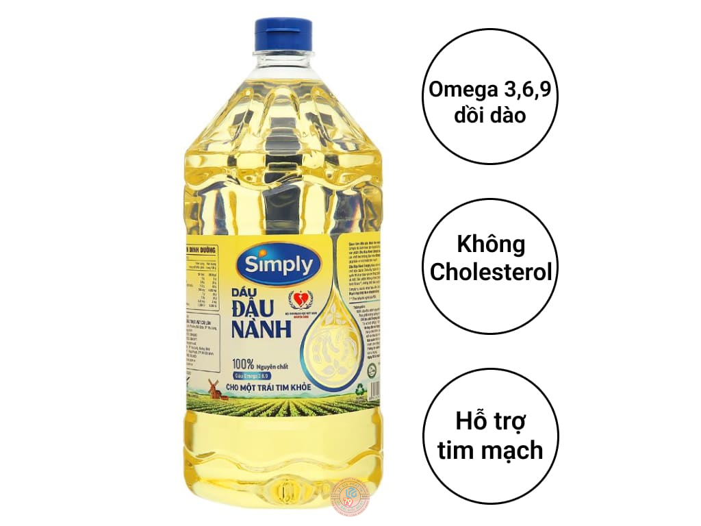 Dầu đậu nành simply 2l - không cholesterol, tốt cho sức khỏe