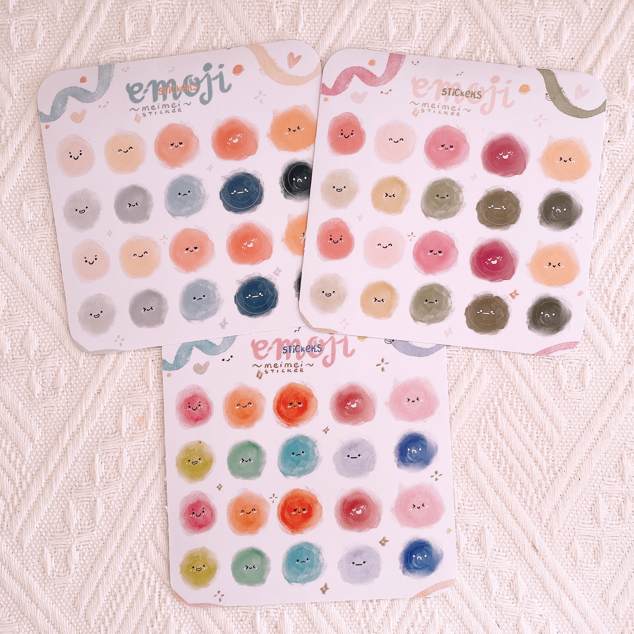 [HCM]Sticker Giấy 20 Emoji Tròn Màu Nước Dễ Thương Trang Trí Sổ