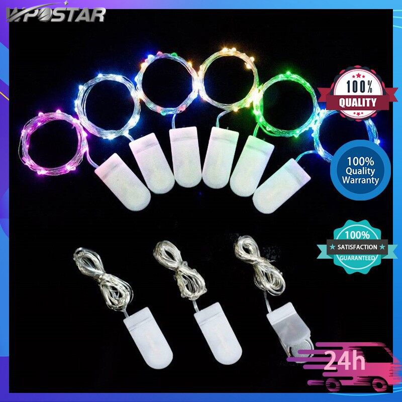 (แถมฟรีแบตเตอรี่) 1M/2M/3M แบตเตอรี่ดำเนินการสายเงินสตริงไฟสำหรับหลอดไฟตกแต่งงานเลี้ยง Decor