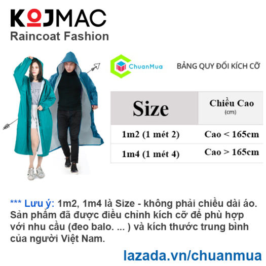 Áo Mưa Dây Kéo Vải Dù Da Cá Tổ Ong KOJMAC Cao Cấp 1m4 1m2 ( Raincoat