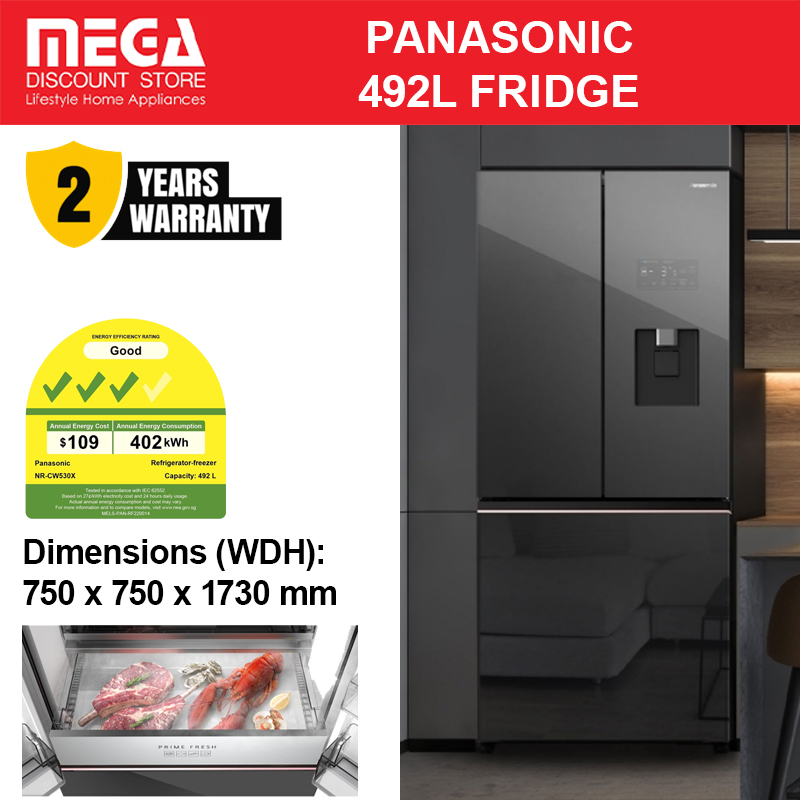 PANASONIC NR-XC541CUHS 503L 4-DOOR FRIDGE (3 TICKS) | Lazada Singapore