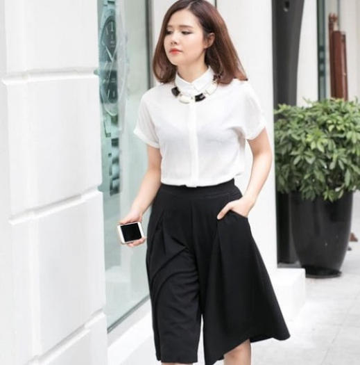 Quần culottes nâu giả váy