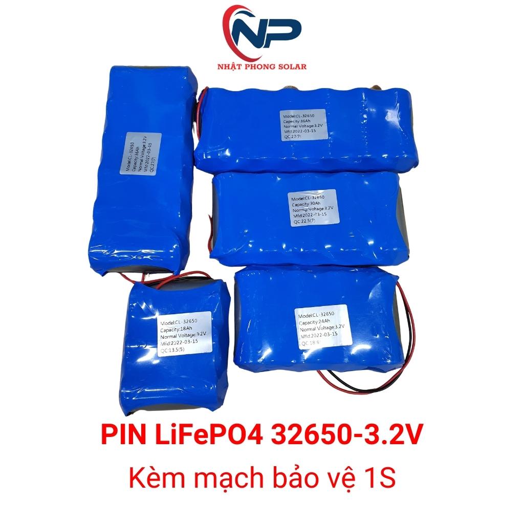 Pin sắt LiFePO4 32650 3.2V kèm mạch bảo vệ 1S  25000maH, 30000maHcho đèn năng lượng mặt trời 25W 40W 60W 100w 200W, 500W, quà tặng 4 nút bịt ổ cắm