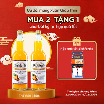 Siro Cordial Dứa Chanh Dây Nguyên Chất BICKFORD'S -  Chính Hãng 100% Từ Úc- Thể Tích Khủng 750ml - Chai Thủy Tinh Sang Trọng.