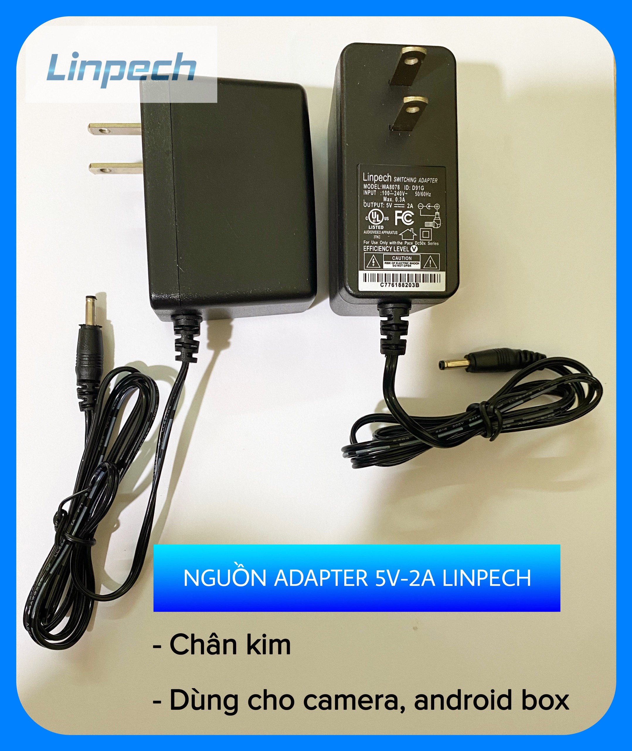 Nguồn 5V2A LINPECH chân nhỏ 3.5mm, 5V 2A Acbel, 5V-2A LINPECH chân kim chính hãng
