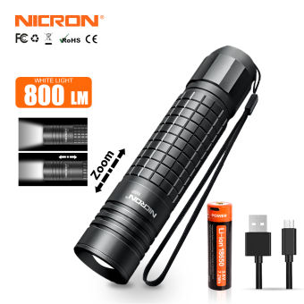 NICRON LED Flashlight N8F High Brightness 800lumen tactical LED Focus Zoomable Flashlight Handfree IP65 Waterproof LED Torch for Riding outdoor N8F