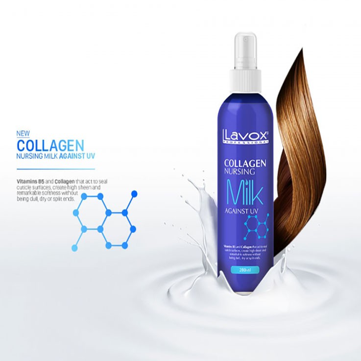 Xịt sữa dưỡng tóc Lavox 280ml Collagen Chống Tia UV Siêu Bảo Vệ Tóc ngăn ngừa rụng tóc (màu Xanh)