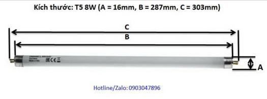Bóng huỳnh quang T5 8w 30cm ánh sáng trắng 6500k dùng cho đèn Exit, đèn đầu giường, đèn tủ điện ...