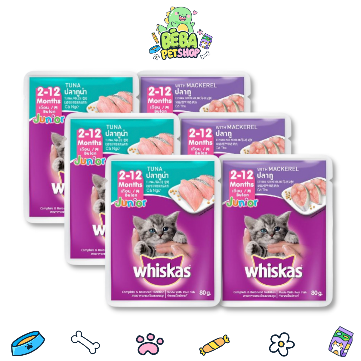Pate cho mèo con Whiskas gói 80g (set 6 gói, 12 gói và 24 gói) | Bé Ba Petshop