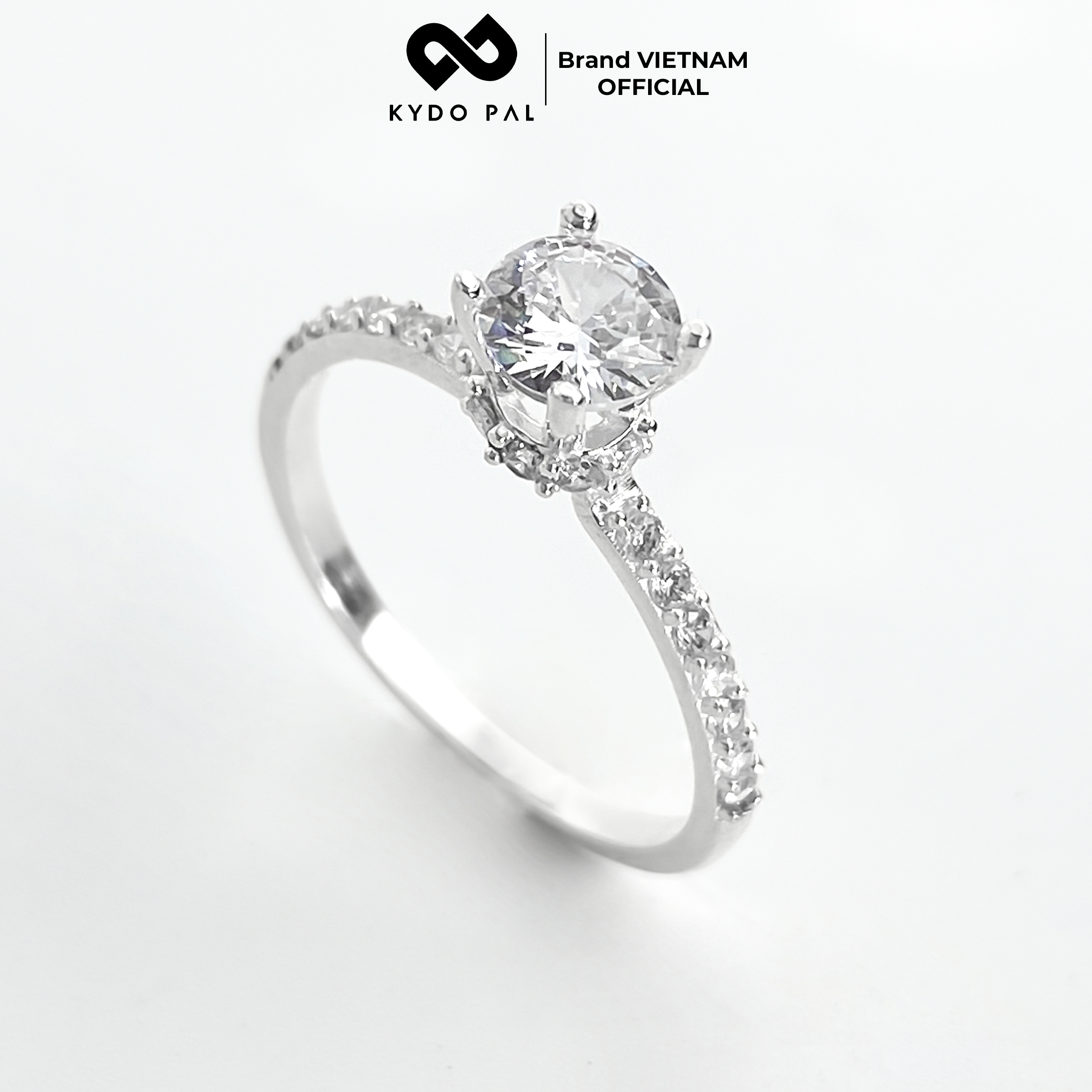 Nhẫn bạc 925 KYDOPAL nữ đính đá đơn giản cá tính trang sức bạc Ý cao cấp ổ cao - 9N25