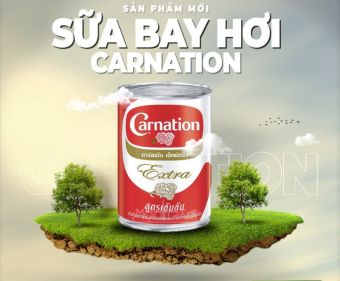 Nước sữa béo Carnation Thái lan (sữa bay hơi, sữa 3 bông hồng) - hộp 385g