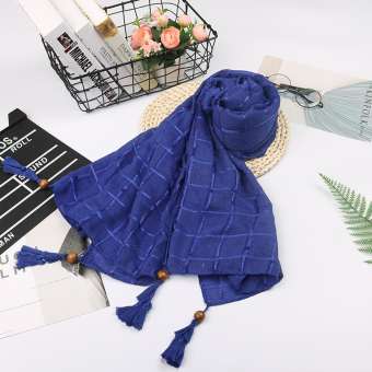 Khăn choàng cổ kẻ sọc thời trang - Khăn choàng màu xanh đậm