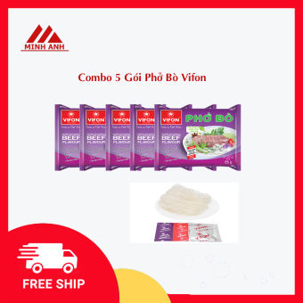 Combo 5 Gói Phở Ăn Liền Vifon (5 gói x 65g), Phở Ăn Liền, Phở Bò Vifon, Phở Chay Vifon, Tiện lợi và dinh dưỡng, Bách hoá Minh Anh