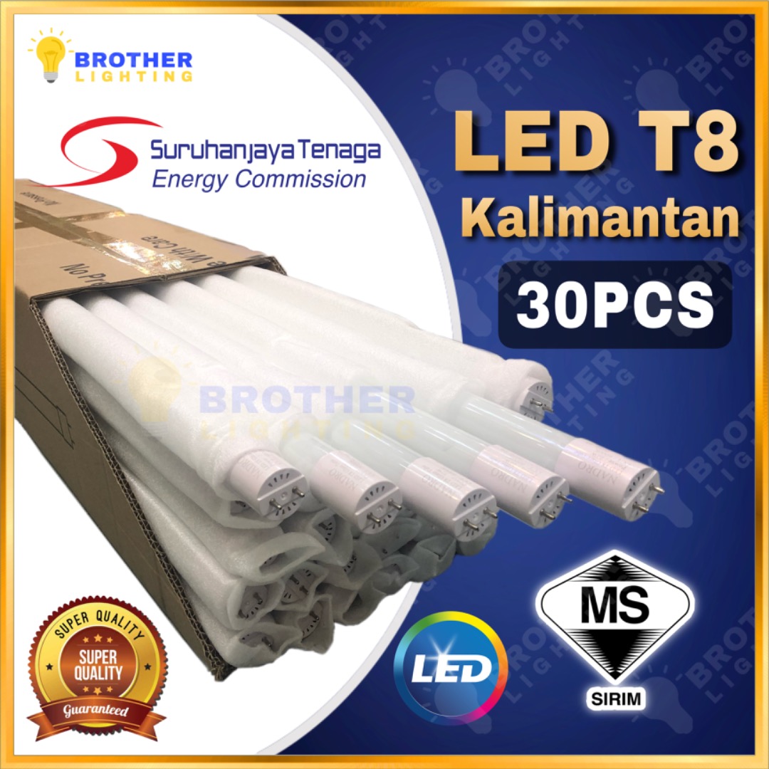 [SIRIM] LED T8 Tube Light 10W 20W 22W 2ft 4ft Lampu Kalimantan Fluorescent Tube Lampu Panjang Daylight 6500k (30PCS)