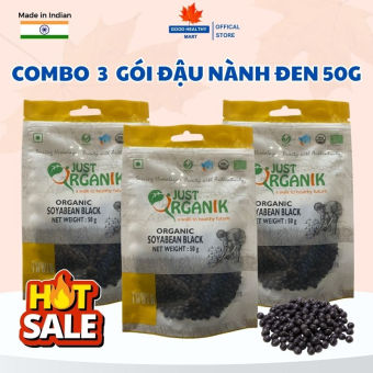 Đậu Nành Đen Đậu Tương Hữu Cơ Soyabean Black Just Organik Nhập Khẩu Ấn Độ Làm Sữa Đậu Nành - 50g