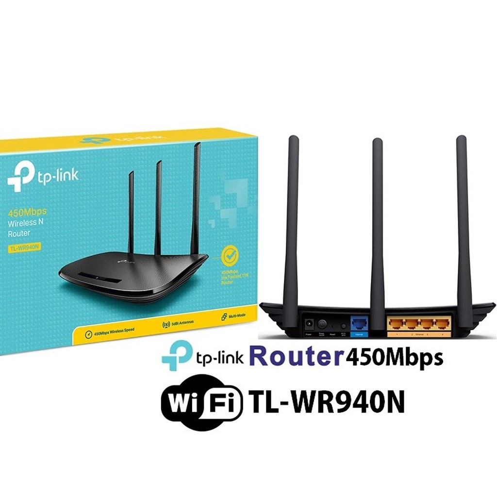 Bộ phát wifi tp-link tl-wr940n 3 râu-5dbi - tốc độ 450mbps bộ phát wifi tp-link tl-wr940n wireless n 450mbps bộ phát wifi chuẩn n tp link tl-wr940n 450mbps bộ phát sóng wifi tplink 940n chuẩn n tốc độ 450mbps